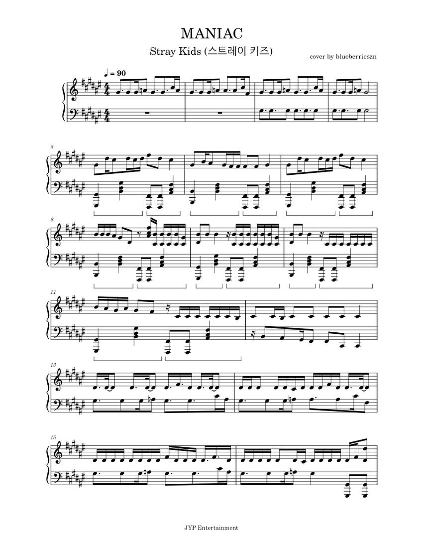 MANIAC Stray Kids (스트레이 키즈) Sheet music for Piano (Solo)