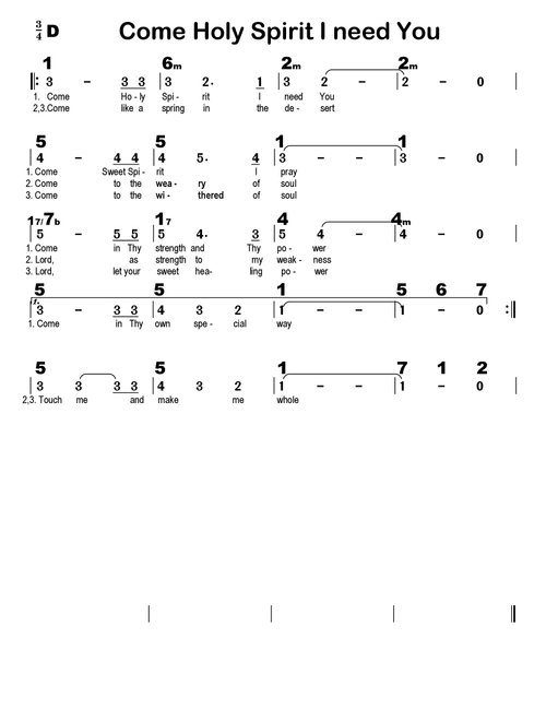 Come Holy Spirit I need You (Arr. Heritage Singers) (Lead Sheet - Fake Book)