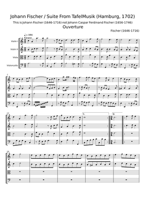 Fischer, J. _ Suite in G-Dur from Tafelmusik [Trv, Ob, Bsn] Sheet Music ...