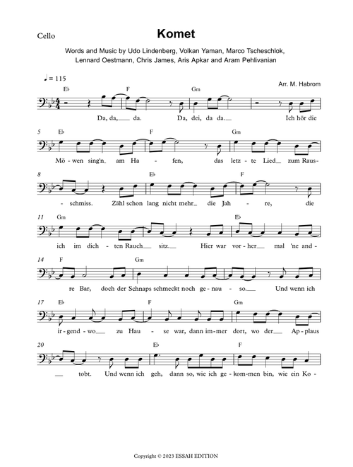 Komet (Arr. Michael Habrom) - Udo Lindenberg X Apache 207 (Cello Solo)