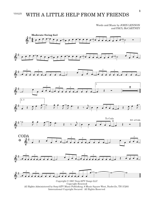 With A Little Help From My Friends - The Beatles, Joe Cocker (Violin Solo)