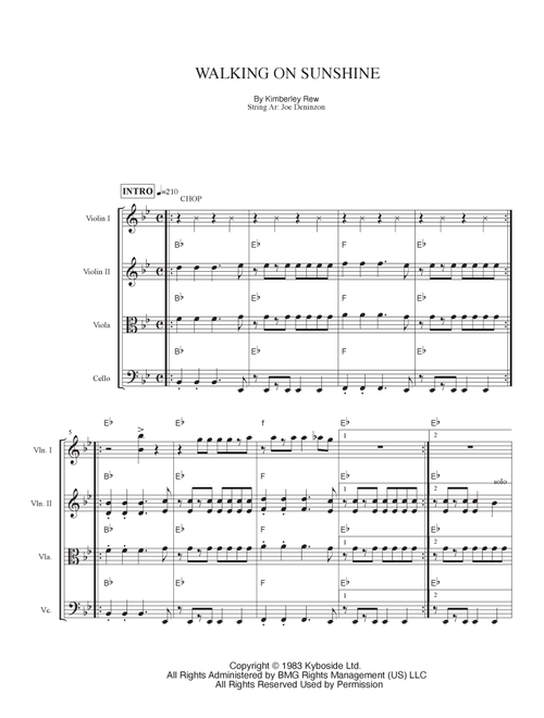 Walking On Sunshine (Arr. Joe Deninzon) - Katrina And The Waves (String Quartet)