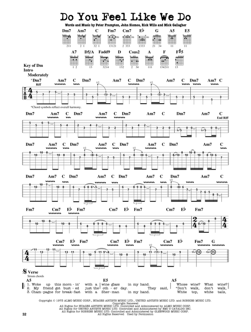 Do You Feel Like We Do - Peter Frampton (Guitar Lead Sheet)