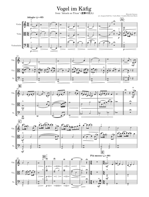 Vogel Im Kafig – Hiroyuki Sawano [Shingeki no Kyojin] Trio