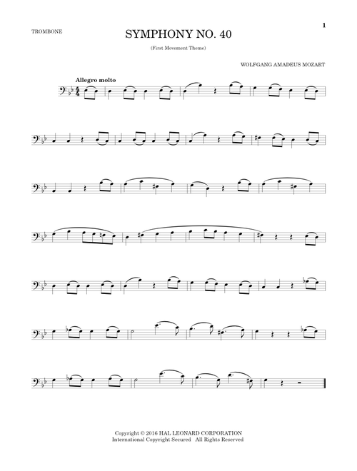 Symphony No. 40 In G Minor, First Movement Excerpt - Wolfgang Amadeus Mozart (Trombone Solo)
