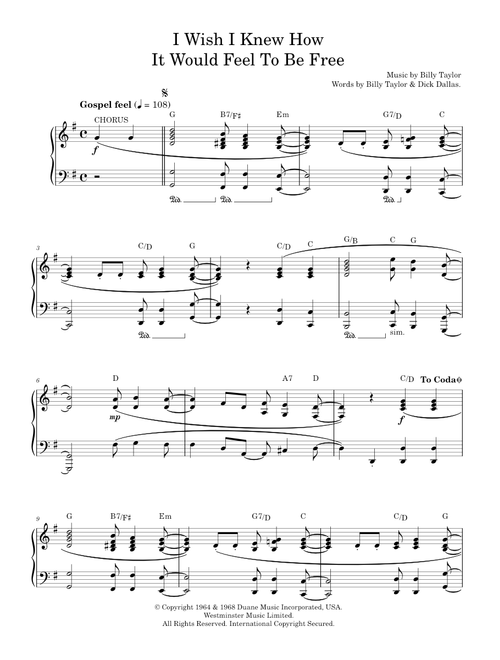I wish i knew how it would feel to be free - Billy Taylor (Piano Solo)