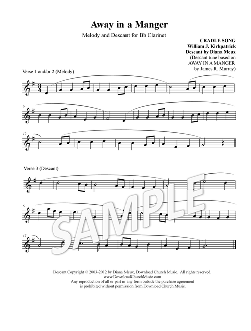 Away in a Manger - Clarinet melody & descant (Arr. Diana Meux) - William J. Kirkpatrick (Clarinet Solo)