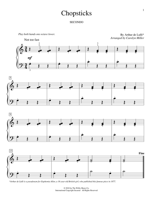 Chopsticks (Arr. Carolyn Miller) - Arthur de Lulli (Piano Duet)