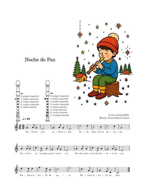 Noche de paz - Método para Flauta Dulce - Pedro Peña