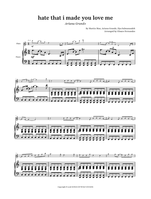 Hate That I Made You Love Me (Arr. Glauco Fernandes) - Ariana Grande, Martin Max, Ilya Salmanzadeh (Flute and Piano)