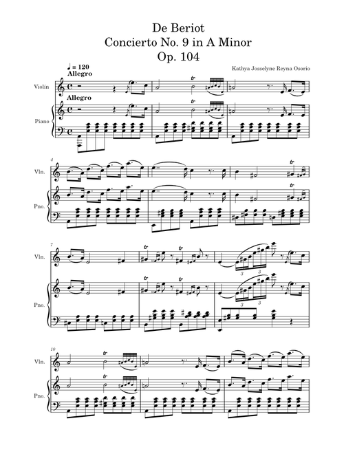 Violin Concerto #9 op. 104 in A minor – De Beriot Partitura Beriot 9 Kathya