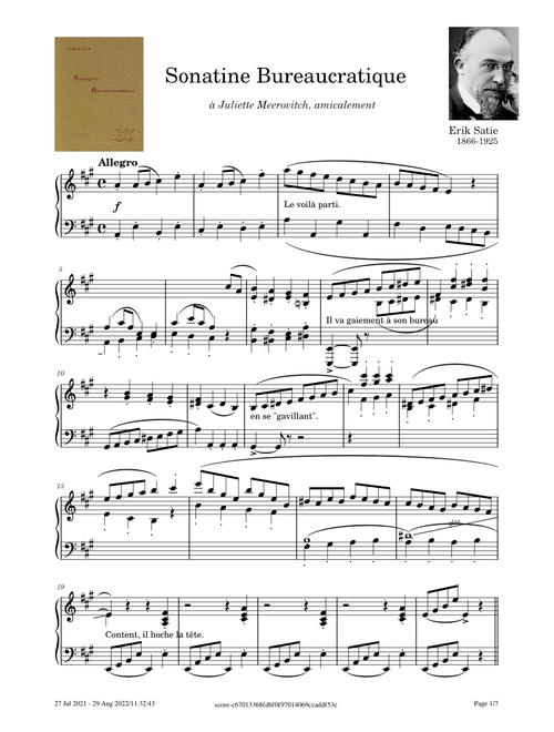 Sonatine Bureaucratique – Erik Satie
