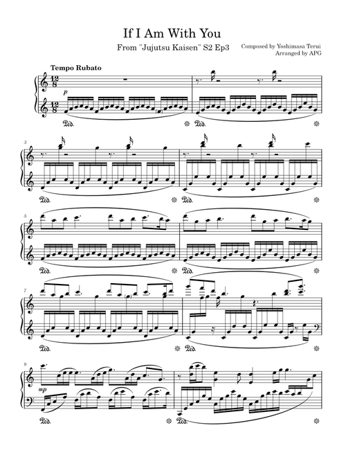[Piano Sheet] Jujutsu Kaisen OST - 緒なら (If I Am With You) - Yoshimasa Terui