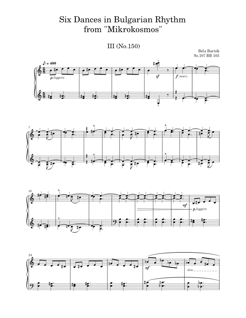 Six Dances In Bulgarian Rhythm No.3, from 