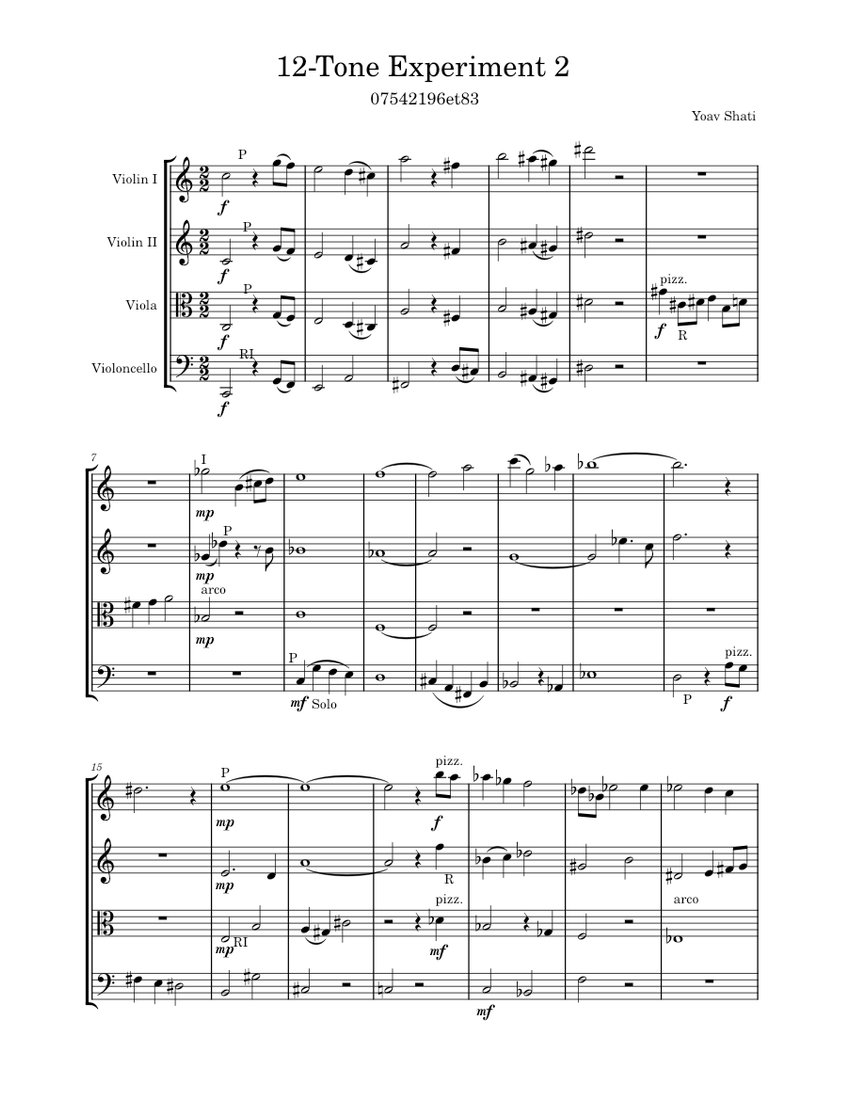 12-Tone Experiment 2 Sheet music for Violin, Viola, Cello (String ...