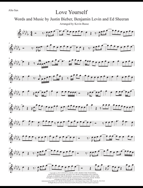 Love Yourself (Arr. Kevin Busse) - Justin Bieber (Alto Sax Solo)
