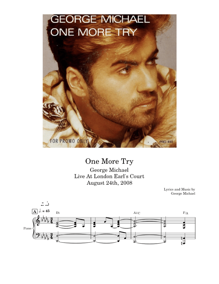 One More Try [Live] - George Michael Sheet Music with Chords for
