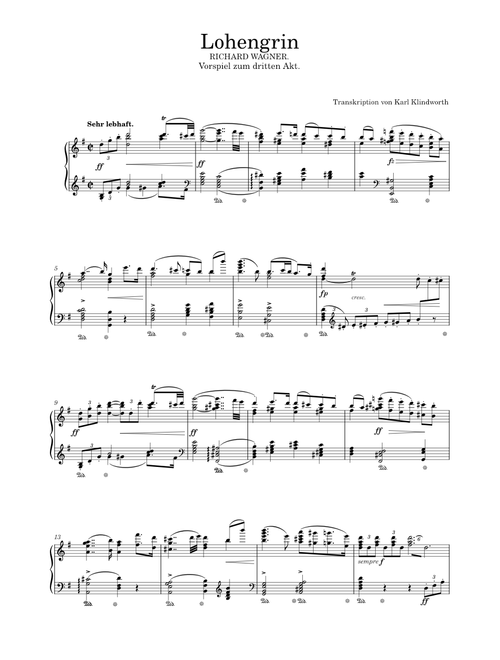 Lohengrin - Prelude to Act lll – Richard Wagner (Piano Solo)