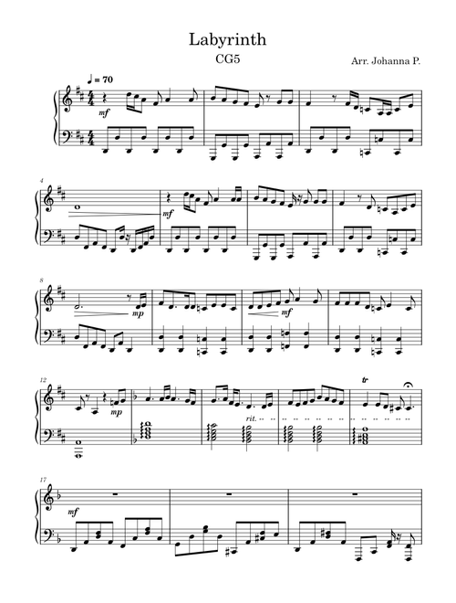 Labyrinth – CG5 (Piano Solo)