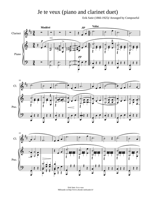 Je Te Veux – Erik Satie (piano and clarinet duet)