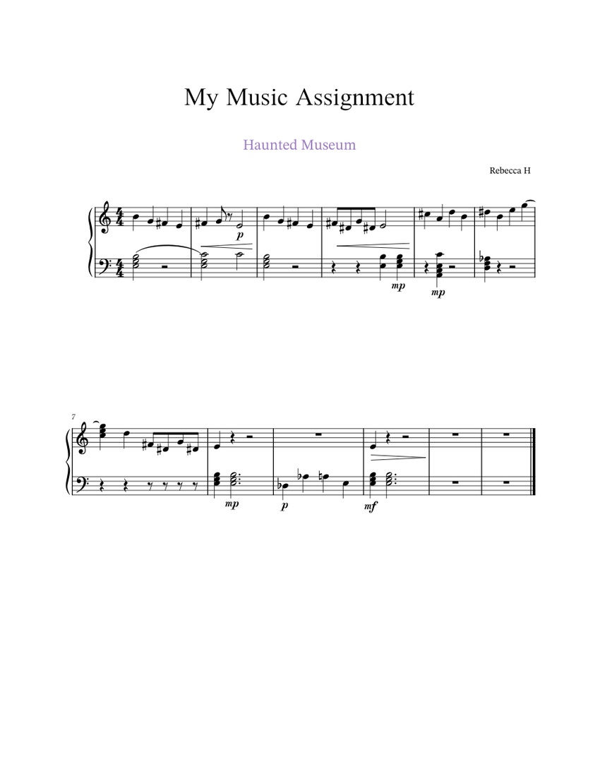 My Music Assignment Sheet music for Piano (Solo) Easy | Musescore.com