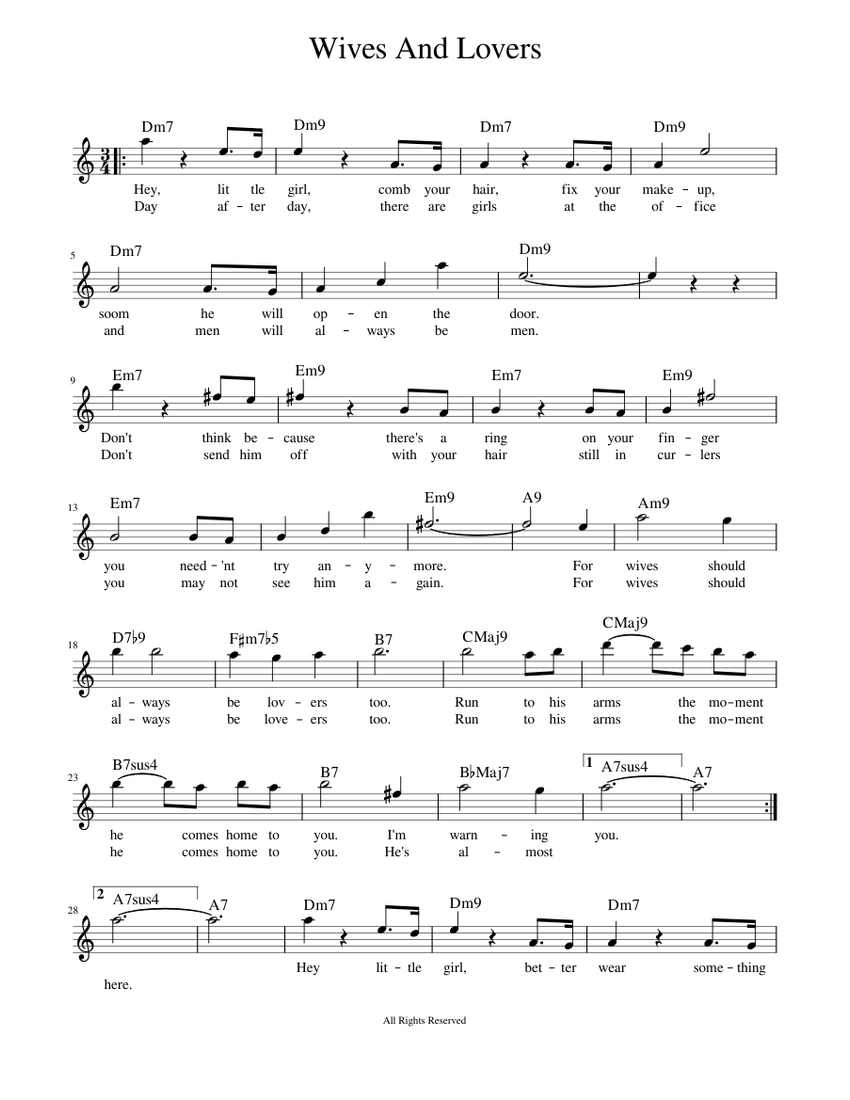 Wives And Lovers Sheet music for Voice (other) (Solo
