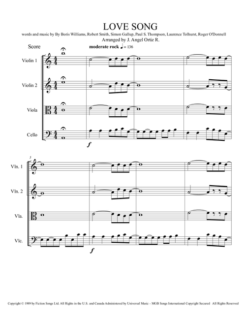 Lovesong (Arr. José angel Ortiz ramirez) - The Cure, Adele (String Quartet)