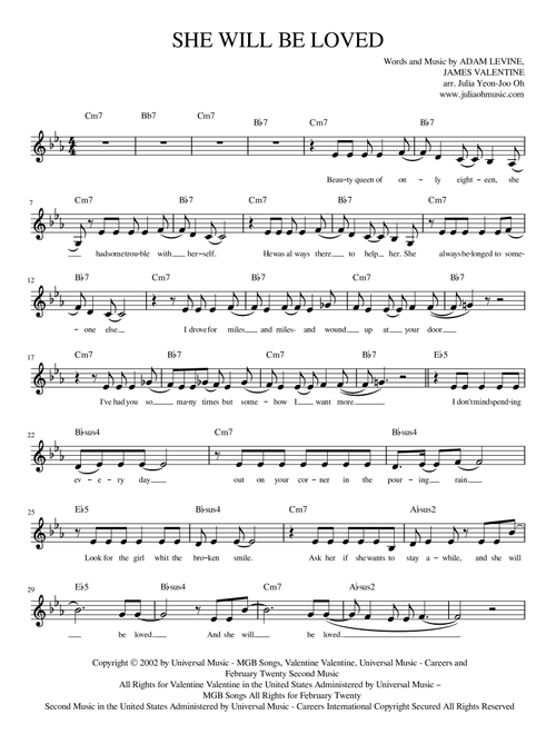 She Will Be Loved (Arr. JULIA OH MUSIC | Julia Yeon-Joo Oh) - Maroon5 (Violin Solo)
