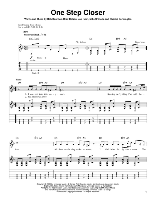 One Step Closer - Linkin Park (Guitar Tab Play-Along)