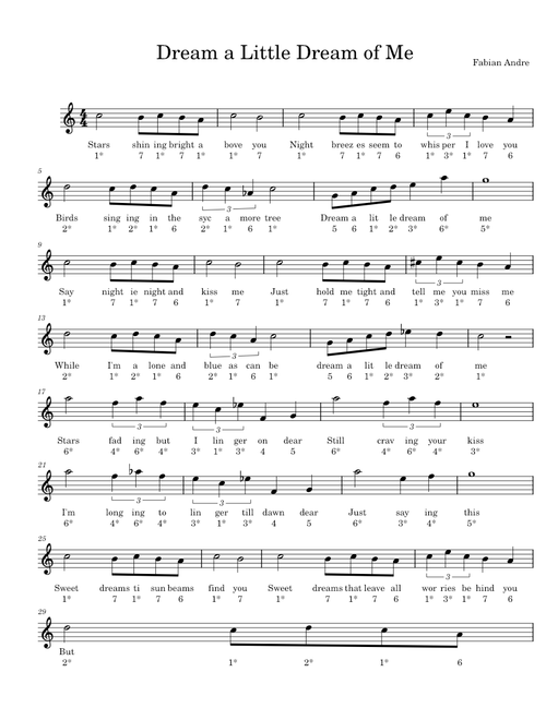 Dream a little dream of me – Fabian Andre Dream a little dream of me KALIMBA TABS