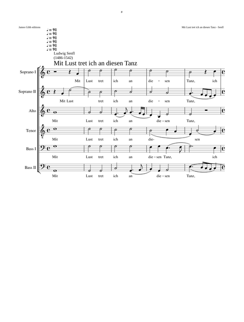 Mit Lust tret ich an diesen Tanz - Ludwig Senfl