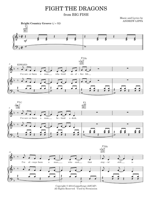 Fight The Dragons - Big Fish (Piano-Vocal-Guitar)