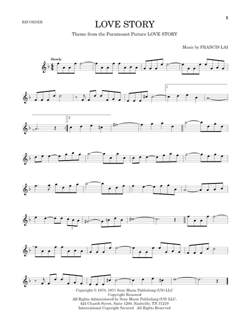 Love Story - Francis Lai (Recorder Solo)