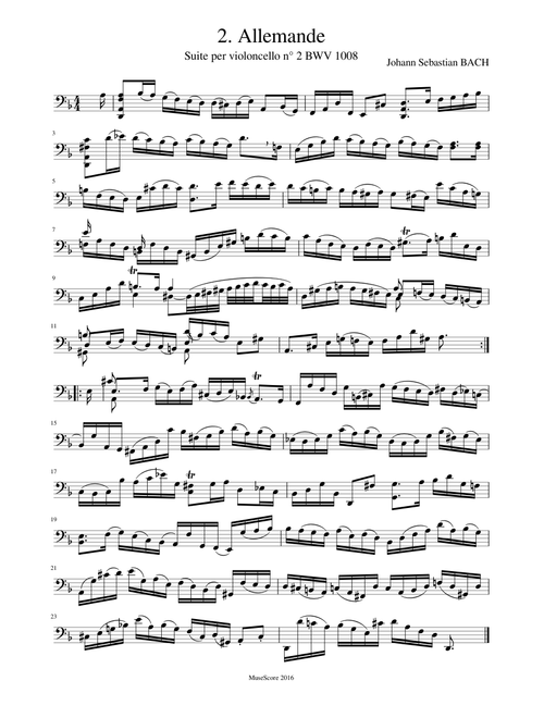 J. S. Bach - Cello Suite n° 2 BWV 1008 - 2. Allemande