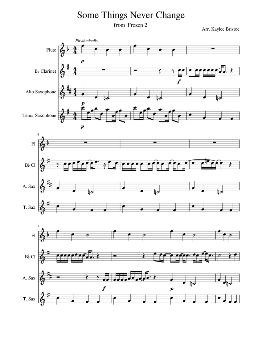 Some Things Never Change Sheet Music for Flute, Clarinet in b-flat