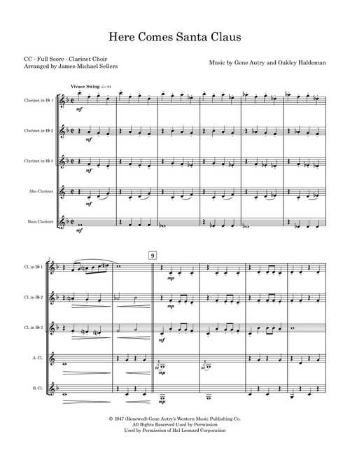 Here Comes Santa Claus (Right Down Santa Claus Lane) (Arr. James-Michael Sellers) - Gene Autry (Woodwind Ensemble)