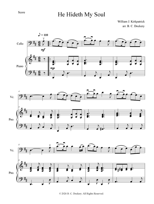 He Hideth My Soul (Cello Solo with Piano Accompaniment) (Arr. B. C. Dockery) - William J Kirkpatrick (Cello and Piano)
