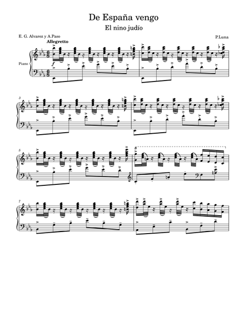 De España vengo (E-flat major) (from "El niño judio") (Arr. Vladyslav Panfilenko) - Pablo Luna (Piano Vocal)