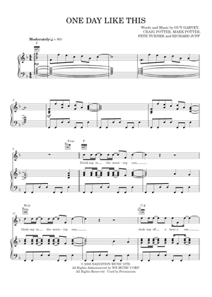 One day like this – Elbow Sheet Music for Piano, Violin, Viola, Cello ...
