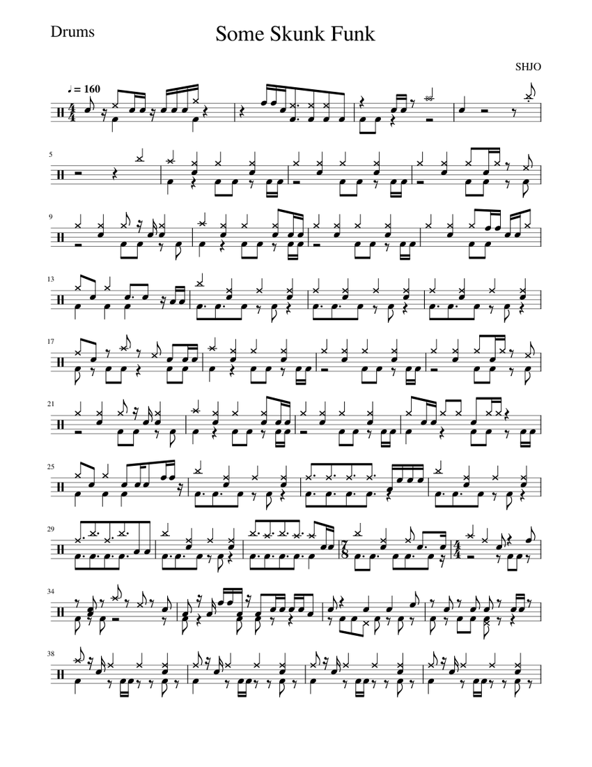 Some Skunk Funk 200418 v1 Sheet music for Drum group Solo Musescore