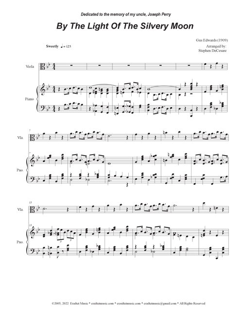 By The Light Of The Silvery Moon (Viola solo and Piano) (Arr. Stephen DeCesare) (Viola and Piano)