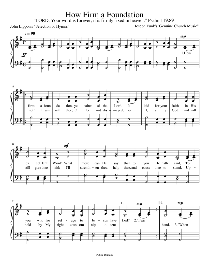 How Firm a Foundation Sheet Music for Piano (SATB) easy | MuseScore.com
