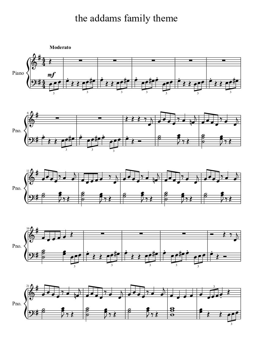 the addams family theme Sheet music for Piano (Solo) the addams family theme Sheet music for Piano (Solo)