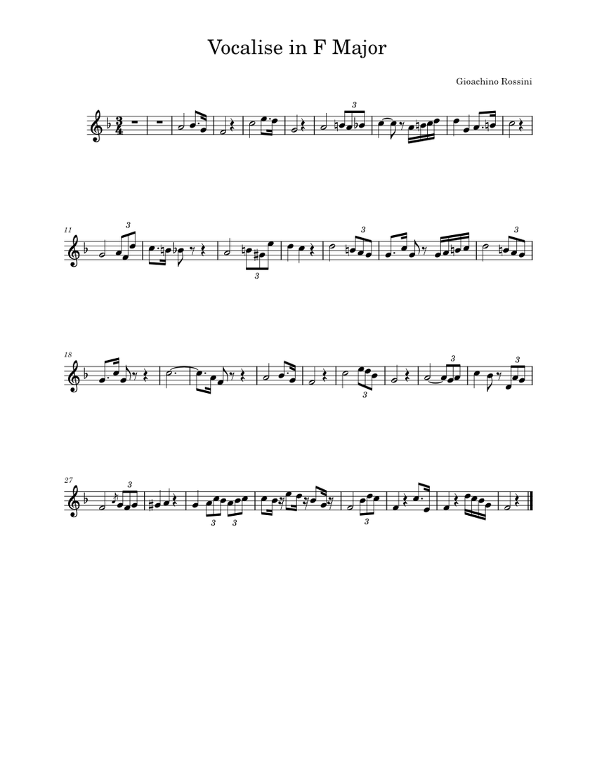 F Major Vocalise – Gioacchino Rossini Vocalise in F Major