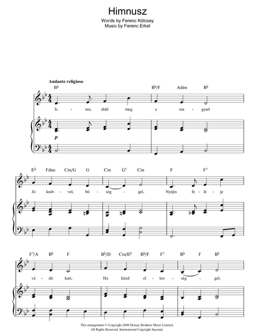 Himnusz (Hungarian National Anthem) - Ferenc Erkel (Piano-Vocal-Guitar (Piano Accompaniment))