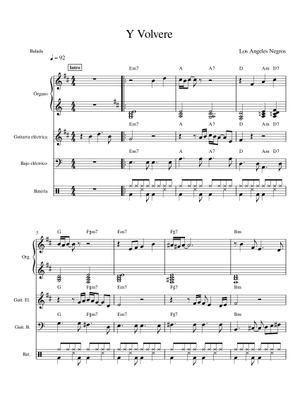 Y volvere - LOS ANGELES NEGROS Sheet Music with Chords for Piano (Solo ...