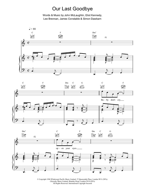 Our Last Goodbye - 911 (Piano-Vocal-Guitar (Piano Accompaniment))