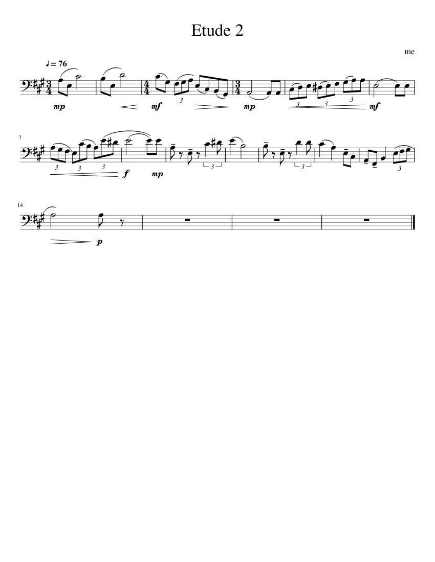 Etude 2 Sheet music for Trombone tenor (Solo) | Musescore.com