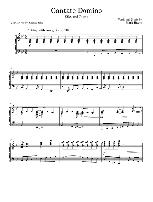 Cantate Domino (SSA) - Mark Hayes