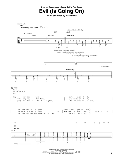 Evil (Is Going On) - Joe Bonamassa, Eric Clapton (Guitar Rhythm Tab)